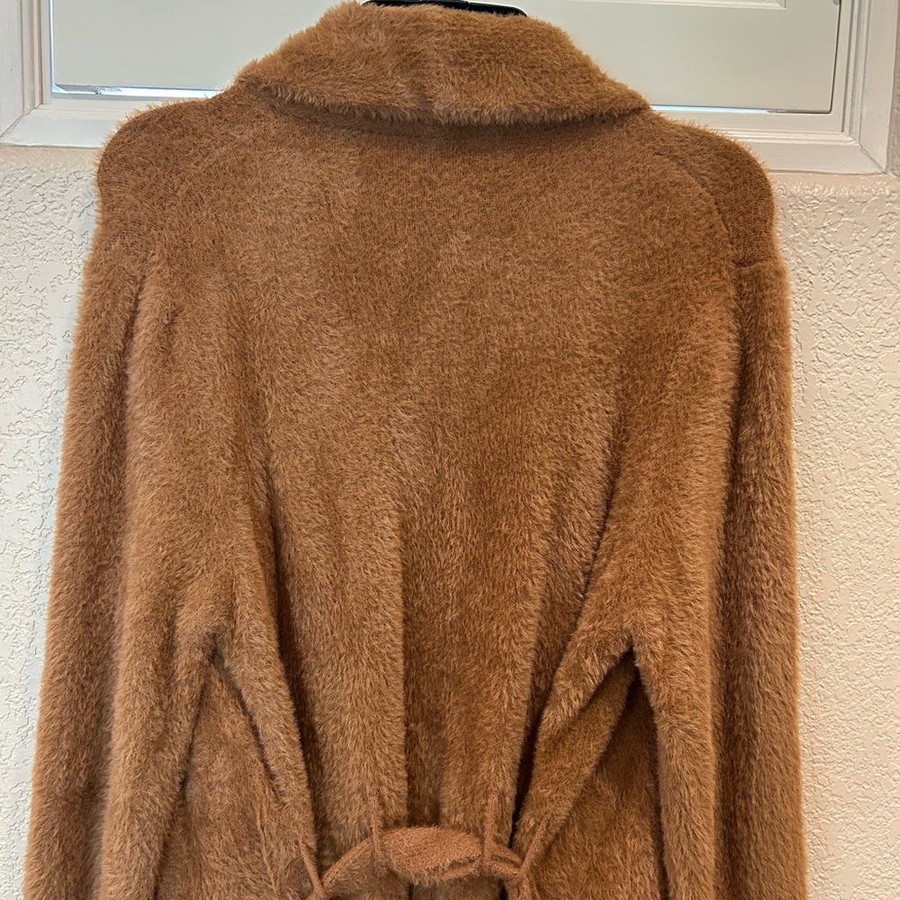 Anthropologie Amadi Nancy Eyelash Cardigan Honey Light Brown - Picture 13 of 15